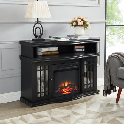 Mid Century Modern Electric Fireplace TV Stand for TVs up to 55", Black