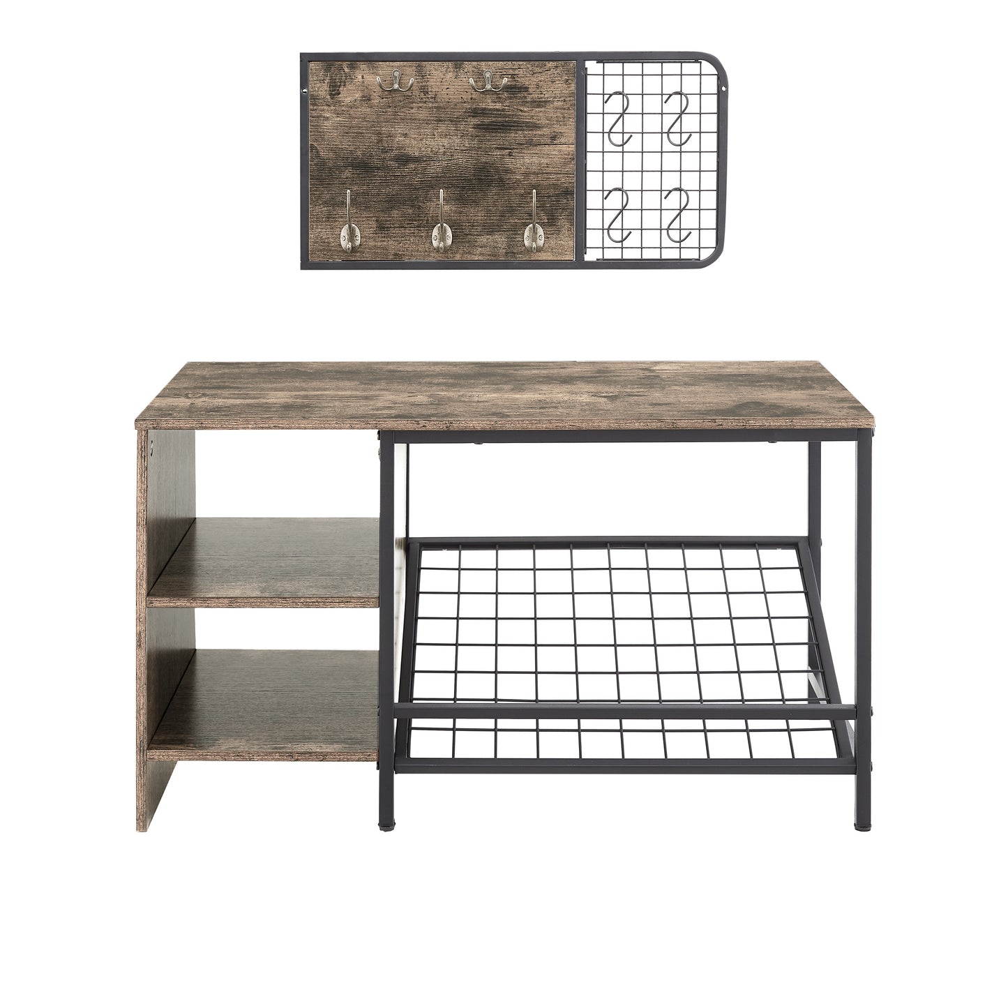 Industrial Hall Tree with Shoe Storage