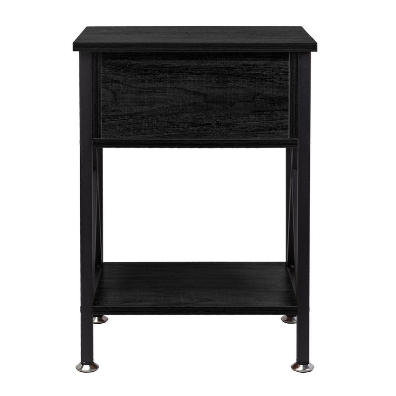 X-Shape Frame Side Table with Shelf, Multi-Function Nightstands with Drawer