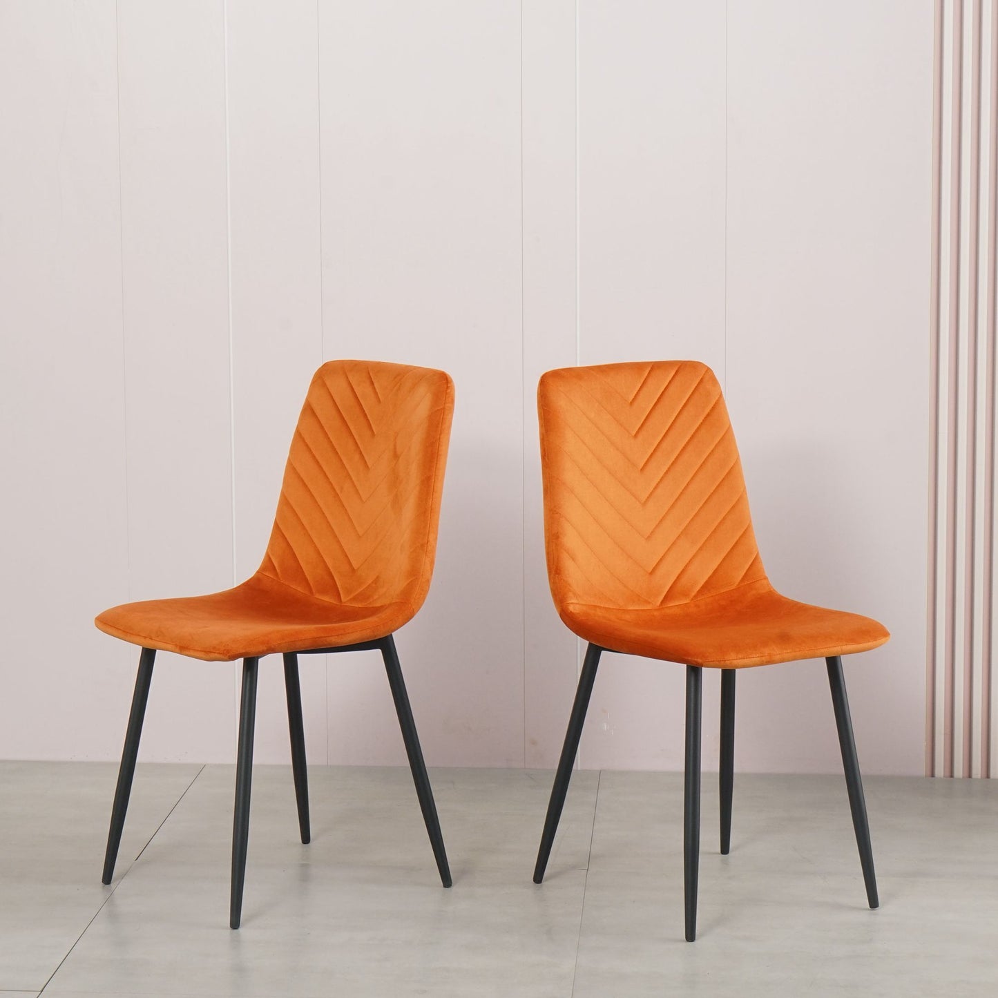 Modern Velvet Dining Kitchen Chair, Upholstered Side Chair with Black Coated Legs, set of 4