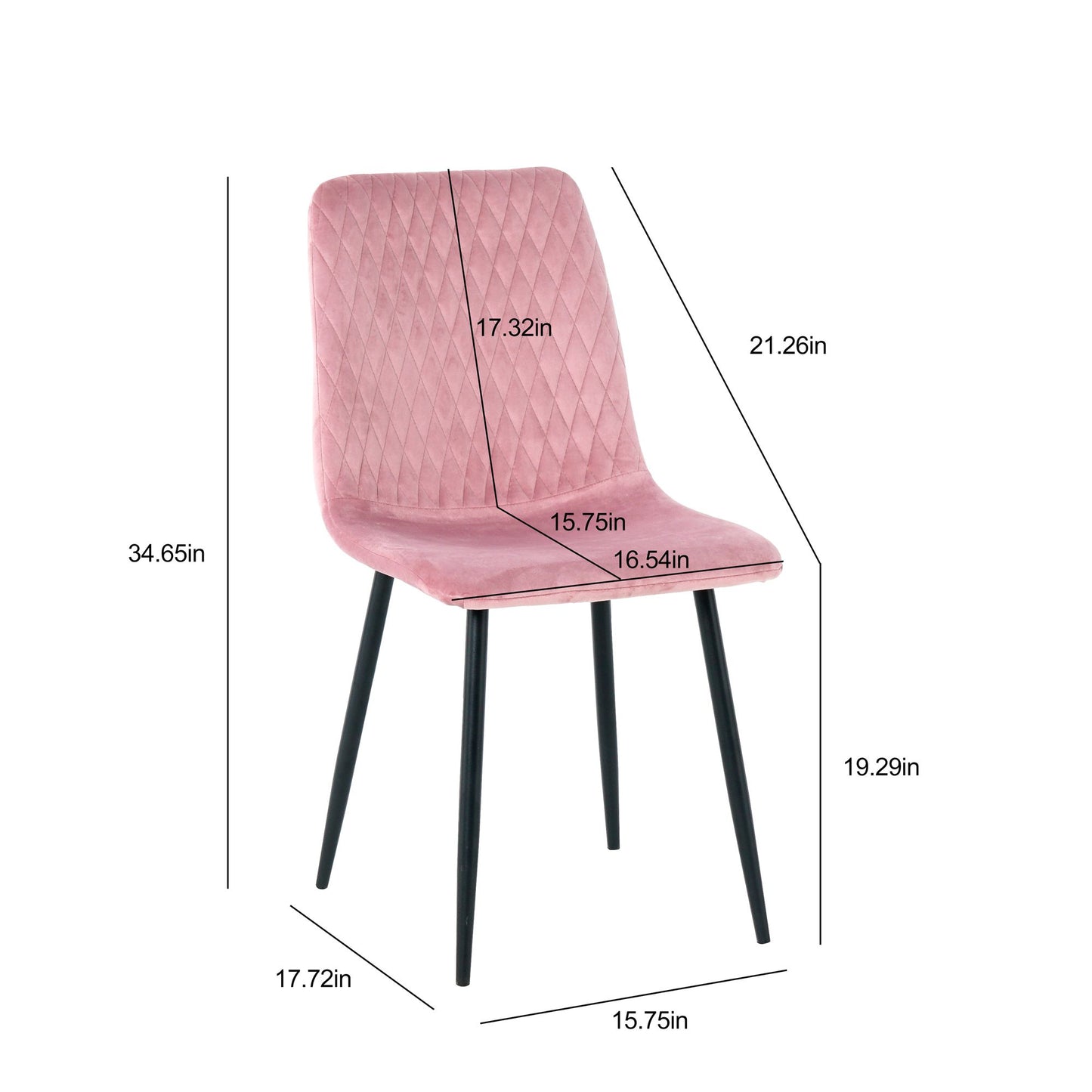 Modern Velvet Dining Kitchen Chair, Upholstered Side Chair with Black Coated Legs, set of 4