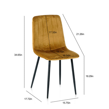 Modern Velvet Dining Kitchen Chair, Upholstered Side Chair with Black Coated Legs, set of 4