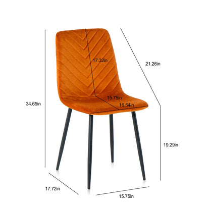 Modern Velvet Dining Kitchen Chair, Upholstered Side Chair with Black Coated Legs, set of 4