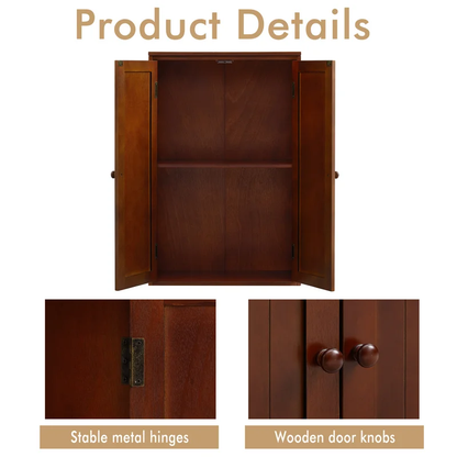 Freestanding Bathroom Wooden Floor Storage Cabinet with Adjustable Shelf and Double Door