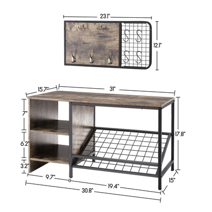 Industrial Hall Tree with Shoe Storage