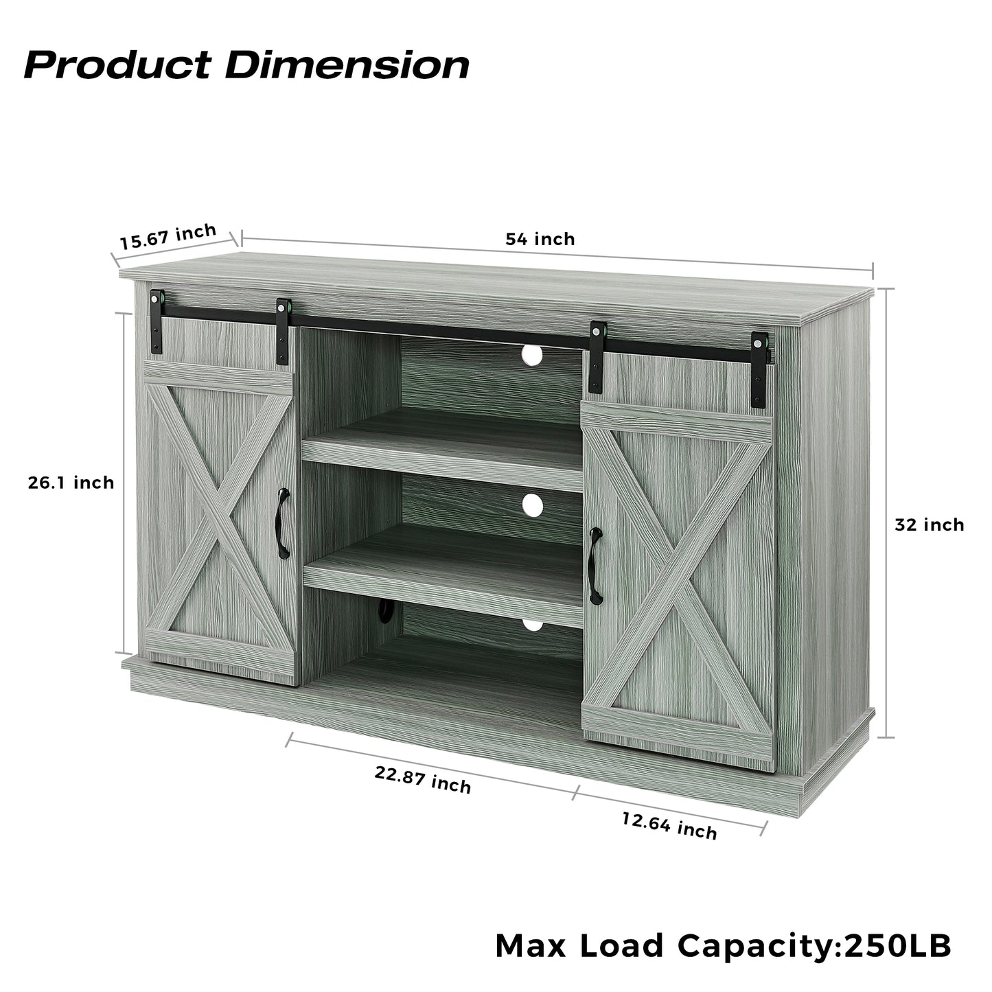 TV Stand for TVs up to 60" with Sliding Barn Doors