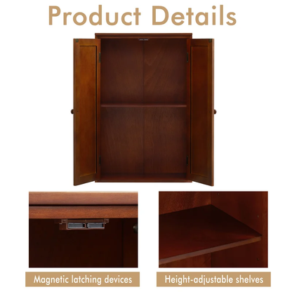 Freestanding Bathroom Wooden Floor Storage Cabinet with Adjustable Shelf and Double Door
