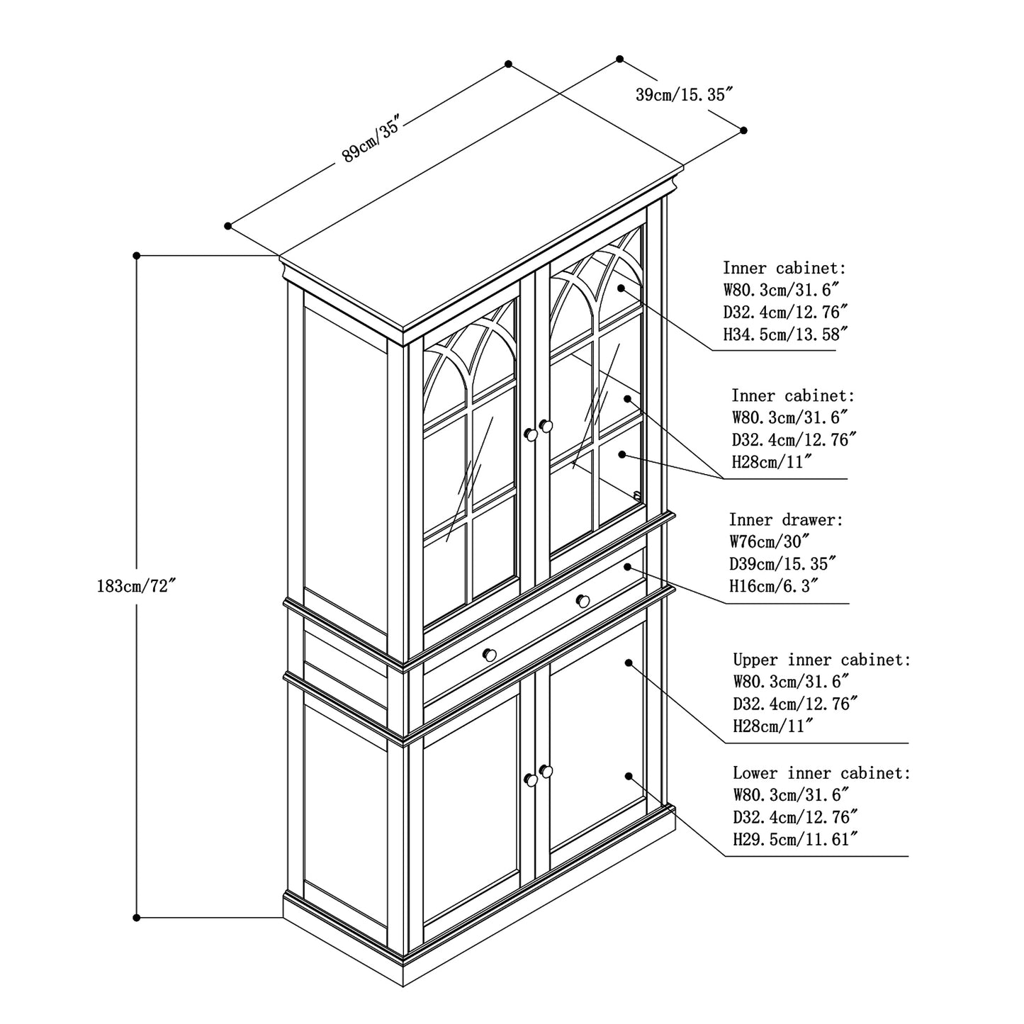 Display China Cabinets with Glass Doors