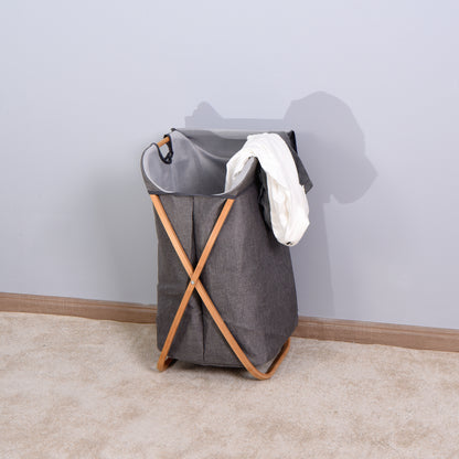 Freestanding Folding Laundry Hamper with Lid and Carry Handles