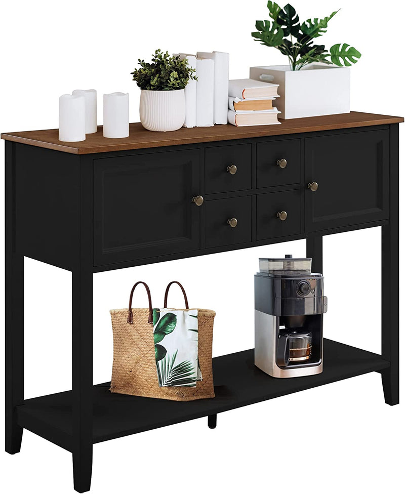 Buffet Console Cabinet Kitchen Sideboard Table with Bottom Shelf and Storage Drawers