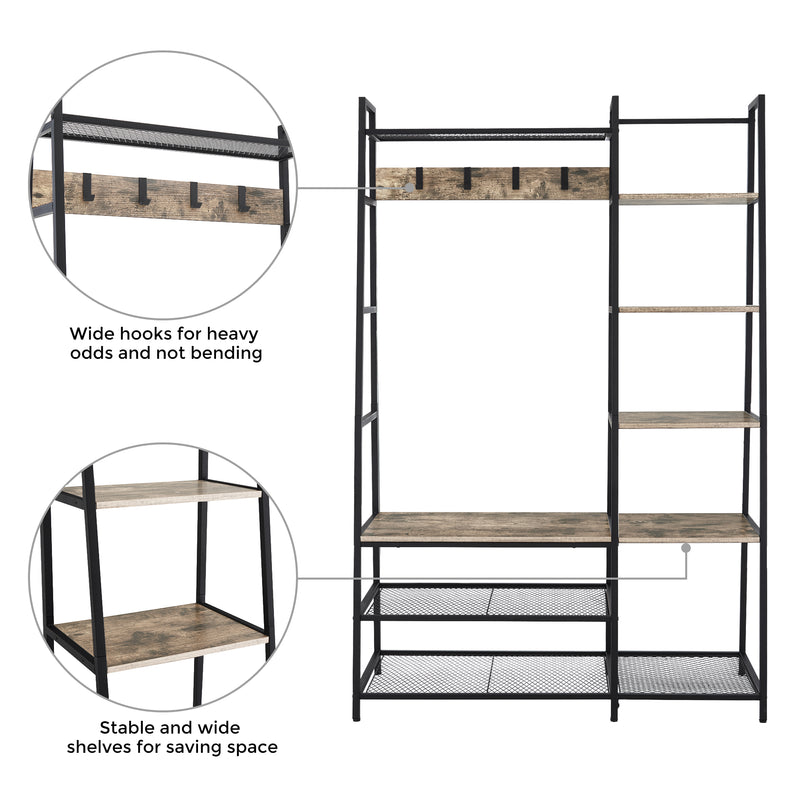 Hall Tree with Shelves and Shoe Bench