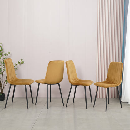 Modern Velvet Dining Kitchen Chair, Upholstered Side Chair with Black Coated Legs, set of 4