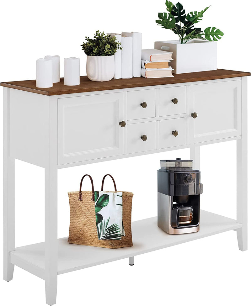 Buffet Console Cabinet Kitchen Sideboard Table with Bottom Shelf and Storage Drawers