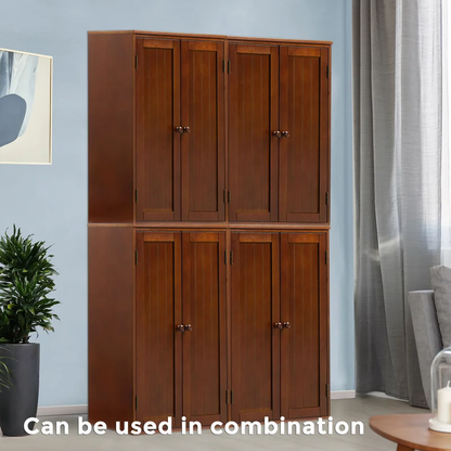 Freestanding Bathroom Wooden Floor Storage Cabinet with Adjustable Shelf and Double Door