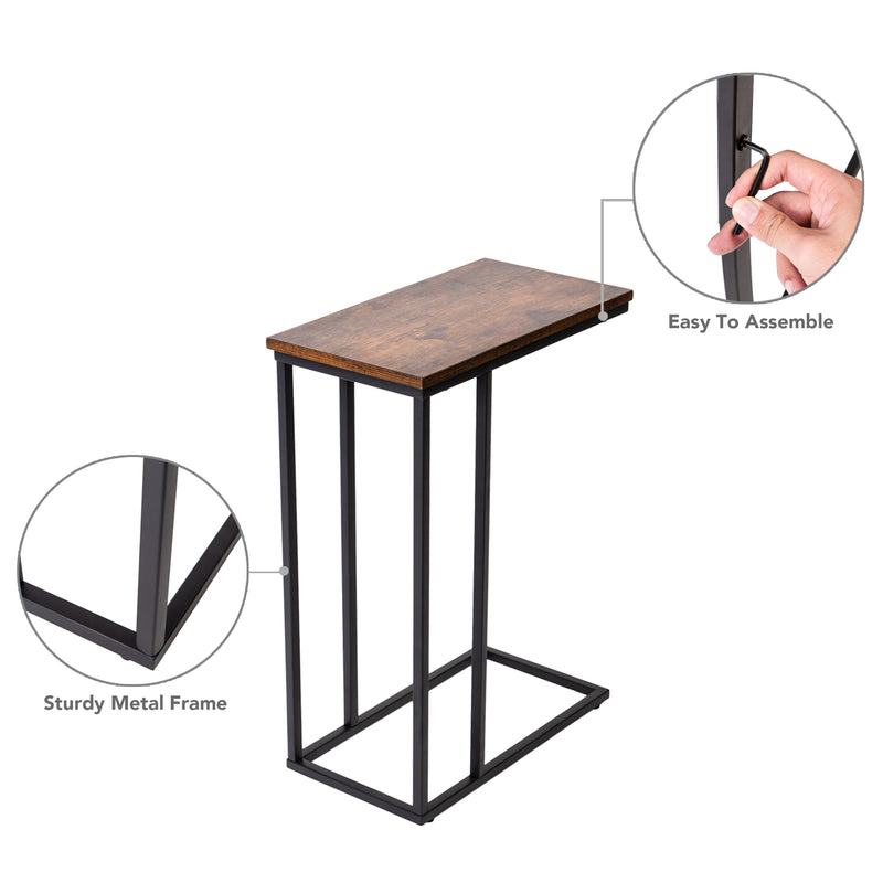 C Shaped Industrial Side End Table