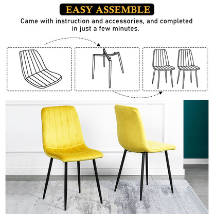 Modern Velvet Dining Kitchen Chair, Upholstered Side Chair with Black Coated Legs, set of 4
