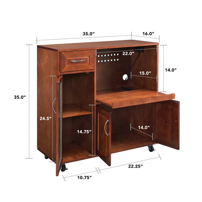 Kitchen Cart with Locking Wheels -Walnut