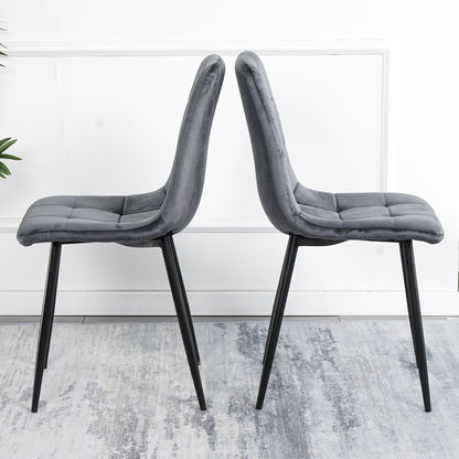 Modern Velvet Dining Kitchen Chair, Upholstered Side Chair with Black Coated Legs, set of 4