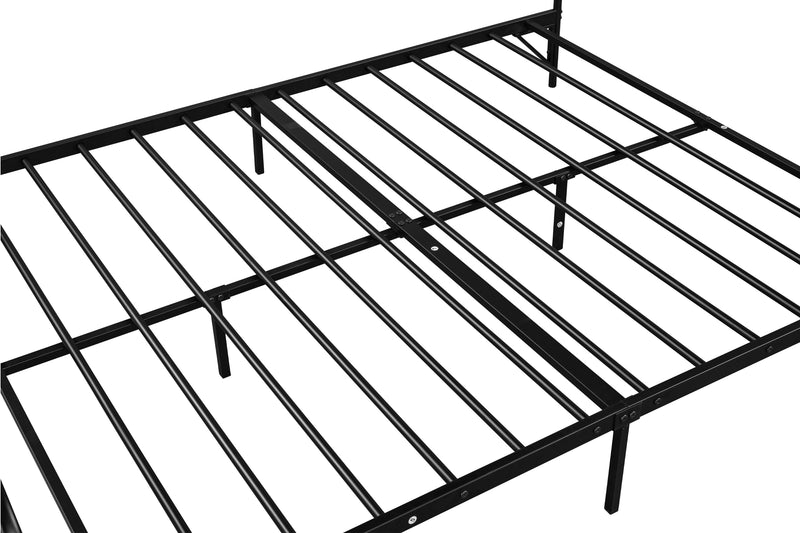 Black Queen Size Anti-Noise Metal Bed Frame with Detachable Canopy