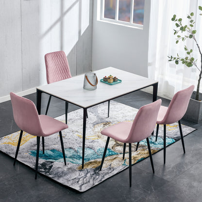 Modern Velvet Dining Kitchen Chair, Upholstered Side Chair with Black Coated Legs, set of 4