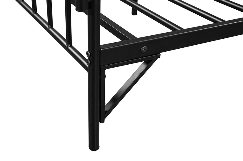 Black Queen Size Anti-Noise Metal Bed Frame with Detachable Canopy